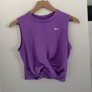 Nike Women's Dri-FIT Cropped Twist Training Tank Top Size S Ribbed Purple
